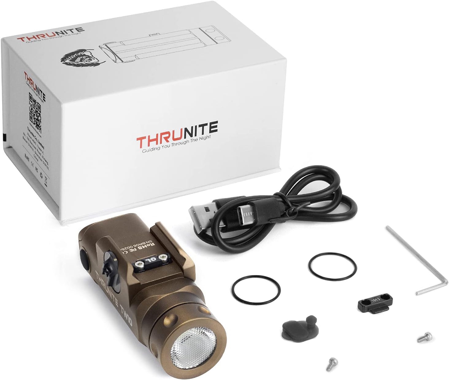 ThruNite TW10 Rechargeable Flashlight, 900 Lumens Adjustable Brightness Flashlight - Customized Black Scout Survival Edition - Desert Tan, Cool White - - 