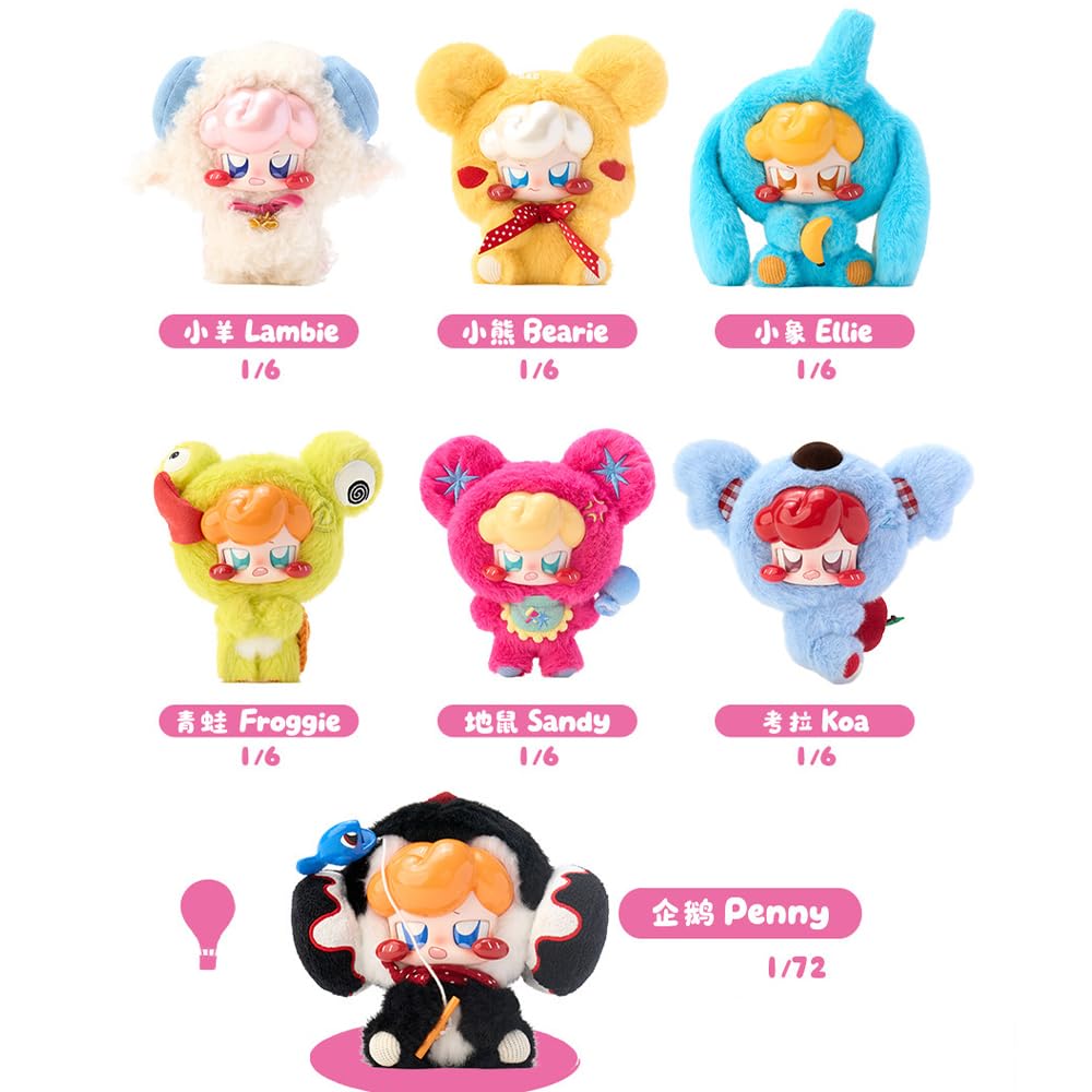 niannyyhouse Jokki Plüsch-Blindbox, Tier-Party-Serie, weiche gefüllte Plüschfiguren, niedliche Vinyl-Puppe, Schlüsselanhänger, Ornamente (6 Stück)