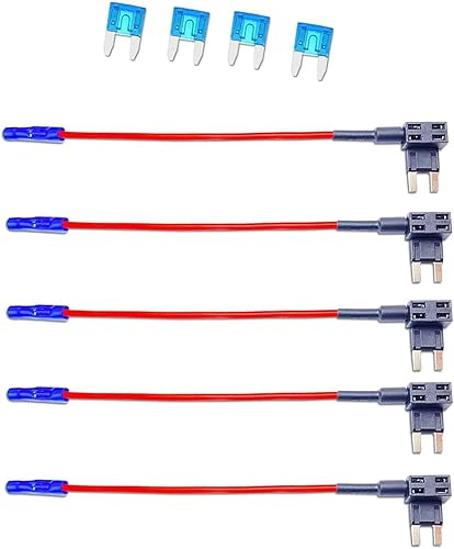 Paquete de 5 adaptadores de fusibles de automóvil, mini conector de fusibles automotrices de cobre, fusible de 12 V para agregar circuito para