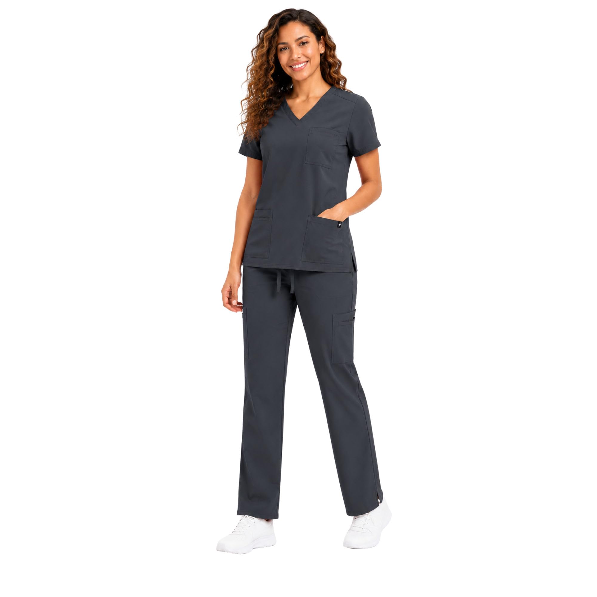 M&M SCRUBS Women’s 11 Pocket Cargo Scrub Set, V-Neck Top & Pant