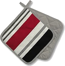 Kitchen Pot Holder, Striped, Grey, Pack of 2, PSA II up to 250°C Heat Resistant Tested and Certified