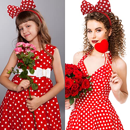 Bahaby Red Polka Dot Headband Hair Band Bow Headbands For Women And Girls Costumes For Girls Valentine's Day Gifts #TOP5