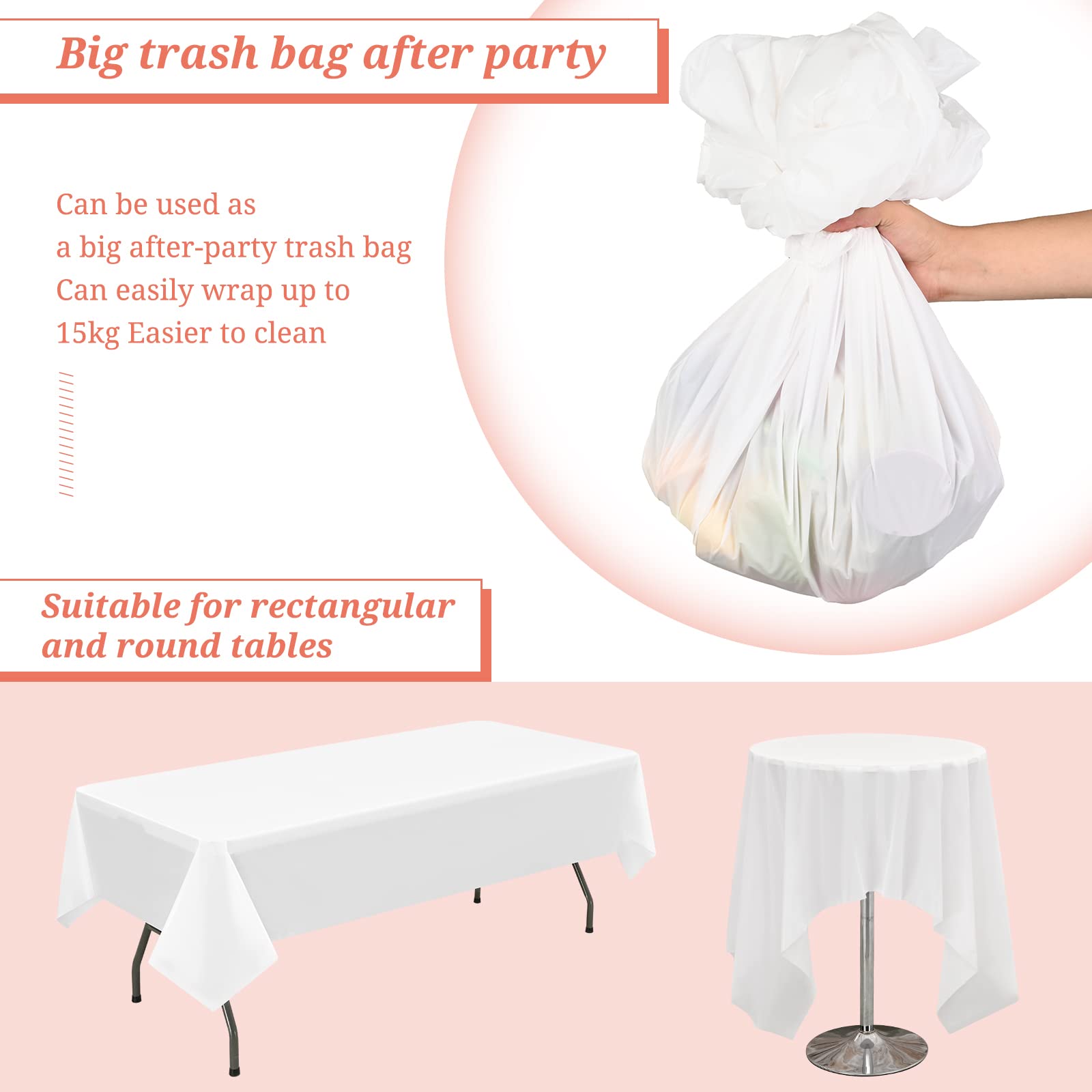 Weiße Einweg Tischdecken 10 Stück - Wasserdicht 137x274cm Für Party & Events