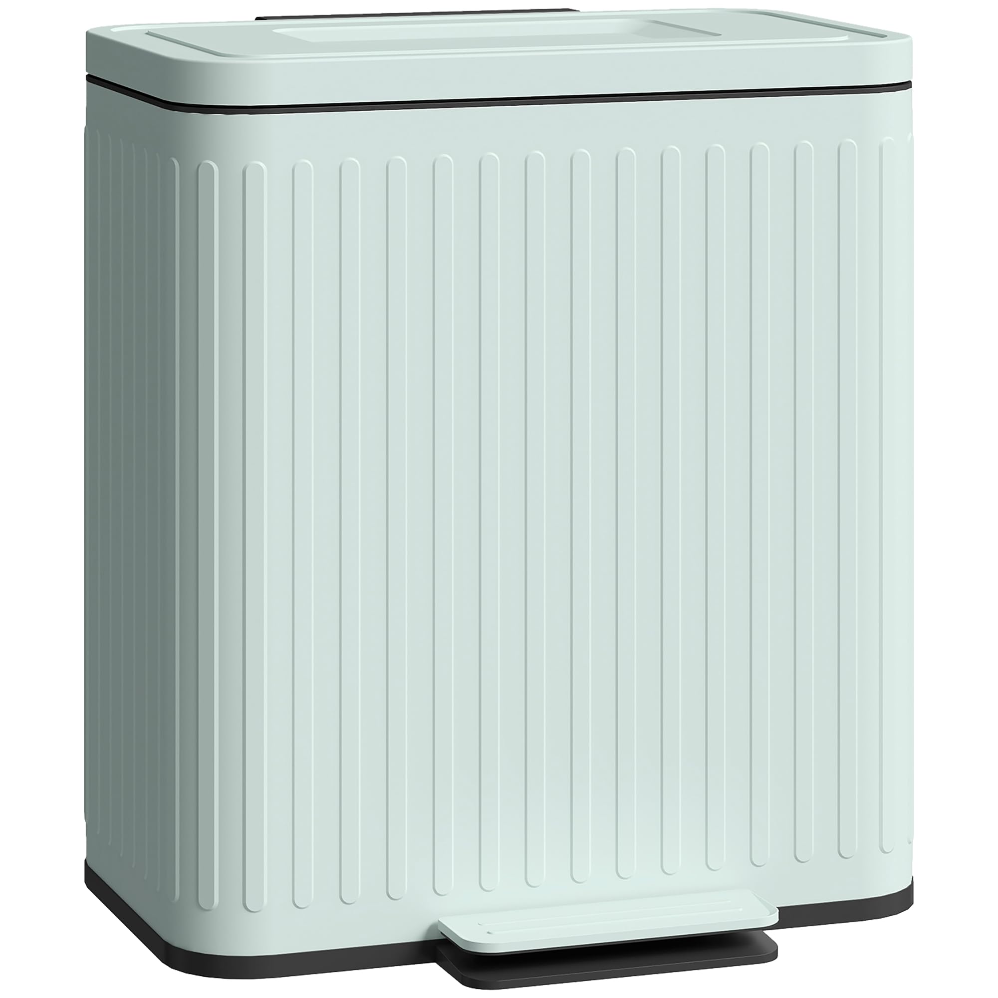 Homcom 2 X 20L Double Rubbish BinPedal Bin With Soft-Close LidGreen from B&Q