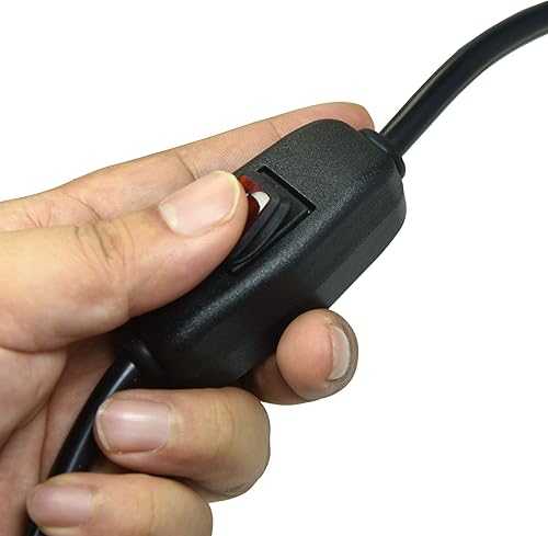 Miniatura 10 de Cable de fuente de alimentación de repuesto resistente de calibre 18 de 6 pies con interruptor en línea de luz indicadora roja, enchufe NEMA 5-15 US