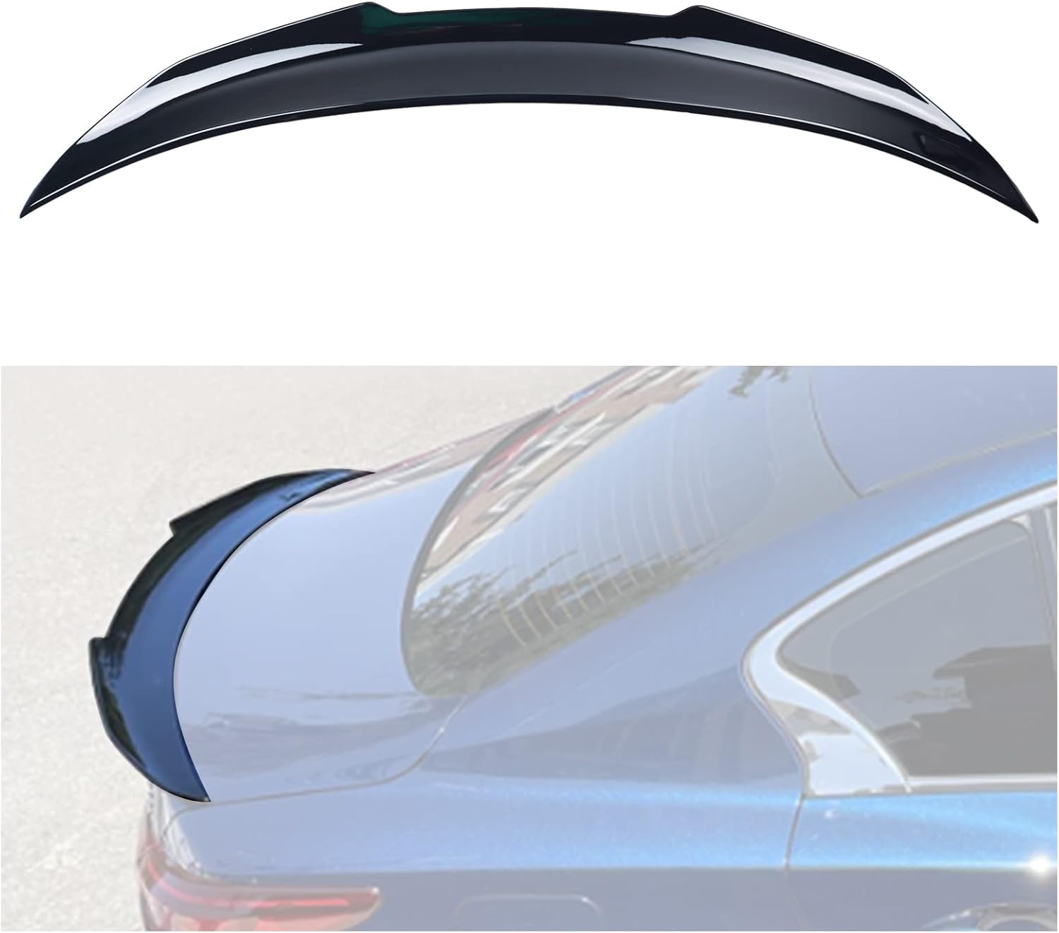 vks Rear Spoiler Fits 2014-2023 Infiniti Q50 Glossy Black PSM Style Highkick Duckbill Trunk ABS Lip Wing 2014 2015 2016 2017 2018 2019 2020 2021 2022 2023