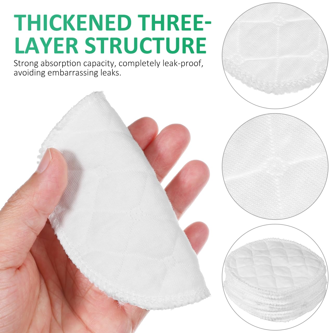 Totority Reusable Cotton Nursing Pads 12Pcs Ultra Absorbent 3-Layer Breastfeeding Pads with Contoured Shape - Washable & Leakproof Breast for Nursing Mothers, Skin-Friendly Bra Inserts