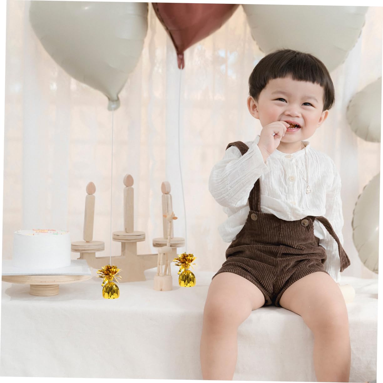 8 Stück Folienballongewichte Gold aus Pvc für Partydekoration und Hochzeit | Ballonzubehör im Eleganten Design, Stabile Gewichtblöcke für Heliumballons, Verhindert Wegfliegen