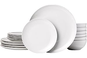 Amazon Basics 18-Piece Kitchen Dinnerware Set: A Porcelain Dining Essential for Modern Homes