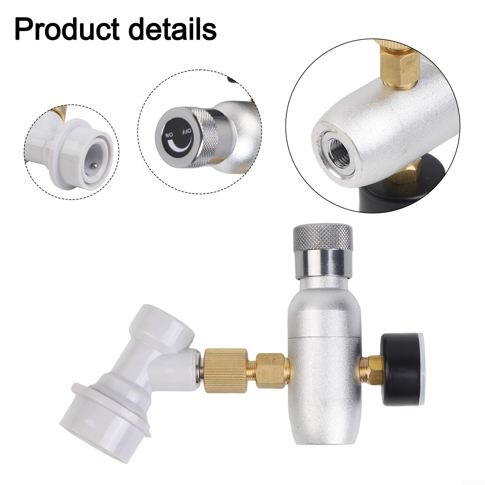 Keg reduktor ciśnienia 0-60 psi z aluminium z przyłączem gazu do mini regulatora, Homebrew karbonator, srebrny