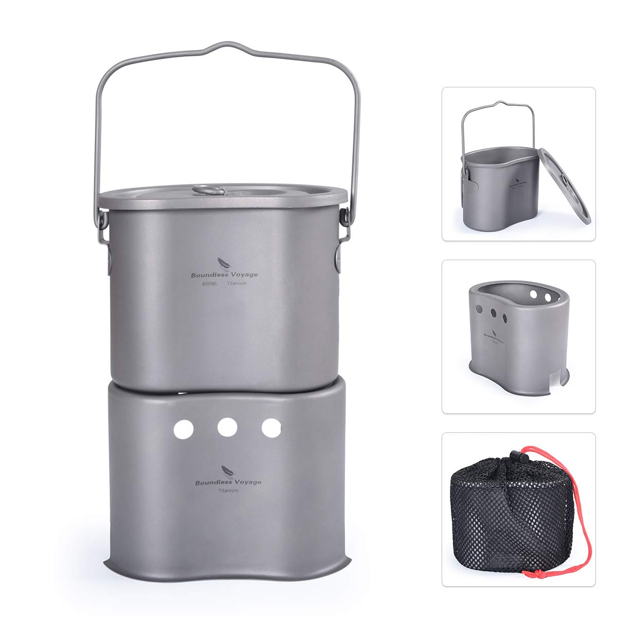 Boundless Voyage Titanium Foldable Mini Size Wood Burning Stove with  Outdoor Camping Pot 2 in 1 Canteen Cup Ultralight Cooking Burner Ti1513B,  Camp Stoves - Amazon Canada