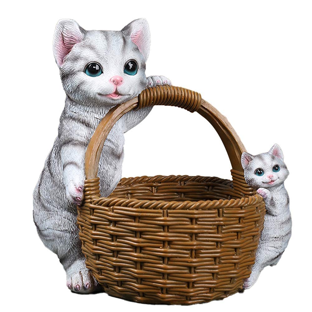 Statue de jardin chien et chat en résine avec vide-poche design