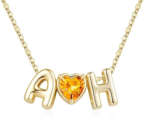 M MOOHAM Initial Birthstone Necklaces Gifts for Women - Two Initial Necklaces fo