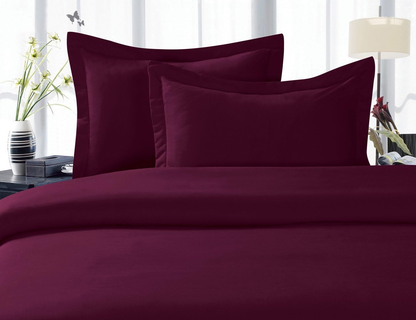 Elegant Comfort 1500 Premier Wrinkle Resistant Ultra Soft Luxurious 4-Piece Bed Sheet Set Deep Pocket Up to 16"- Many Size and Colors, Queen, Purple
