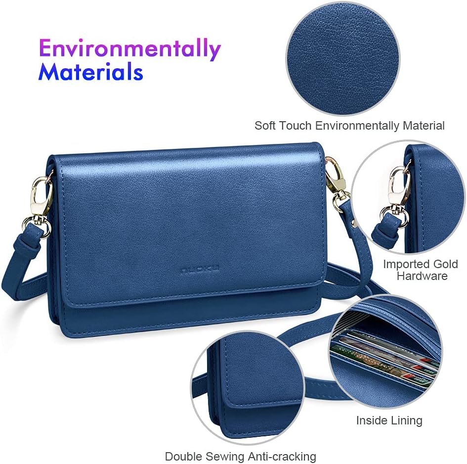 nuoku Women Small Crossbody Bag Cellphone Purse Wallet with RFID Card Slots 2 Straps - Image 5