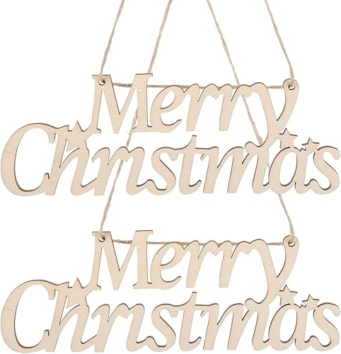 EXCEART 2 letreros de madera de Navidad colgantes de madera con texto en inglés Merry Christmas para decoración de pared con texto en inglés Merry EXCEART 2 letreros de madera de Navidad colgantes de madera con texto en inglés Merry Christmas para decoración de pared con texto en inglés Merry
