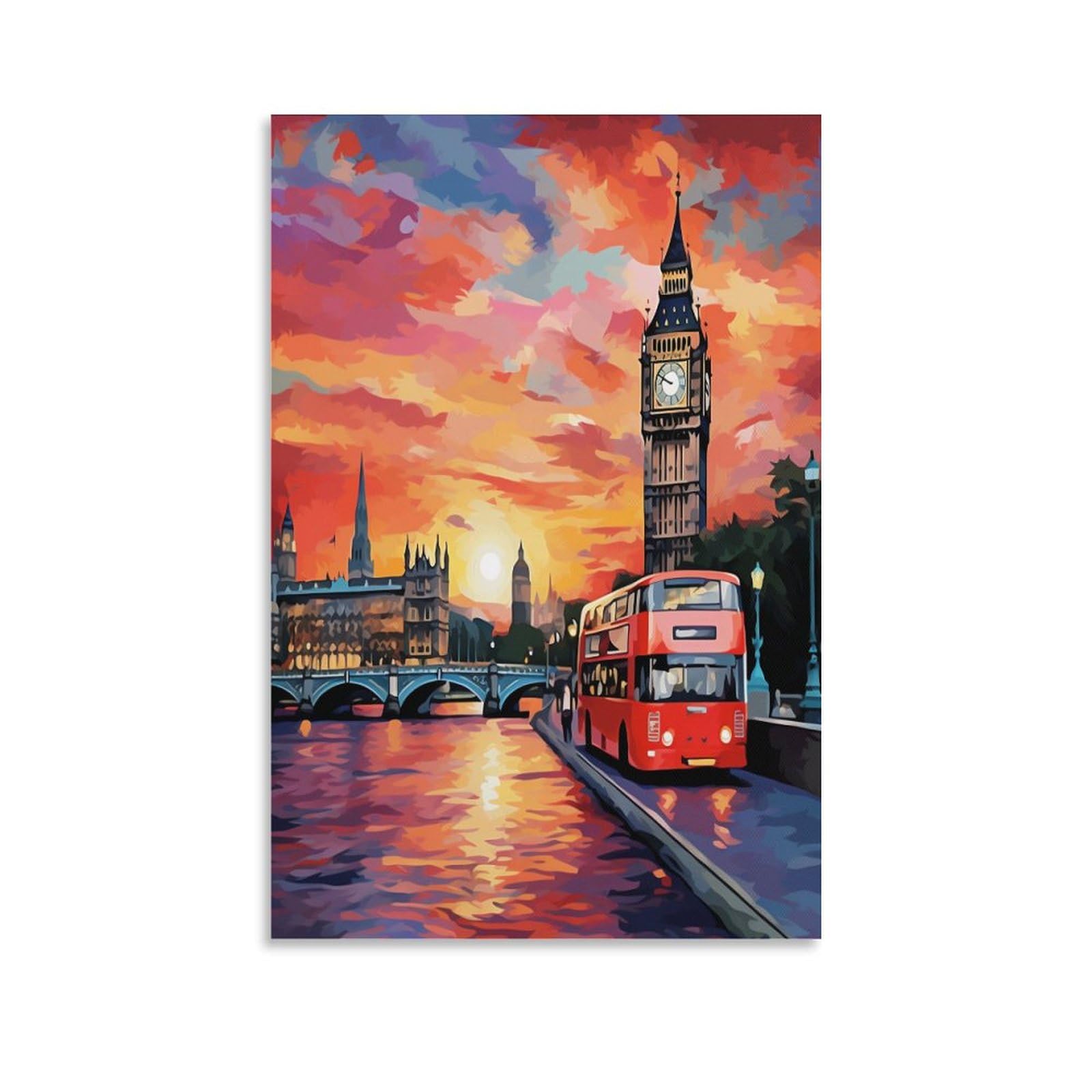 Unrxjzlvm Unframe-Style-11 London Cityscape Art - The Canvas Prints Of Reproduction Artwork Pictures On Canvas Wall Art For Home Office Decorations 20X30inch(50X75cm)