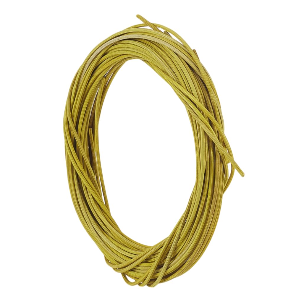 AHANDMAKER 10M/32ft Basket Weaving Round Strand 2mm Natural Rattan Wicker Strips for Basket Furniture Making Chair Weaving Repairing DIY Craft, Yellow Green