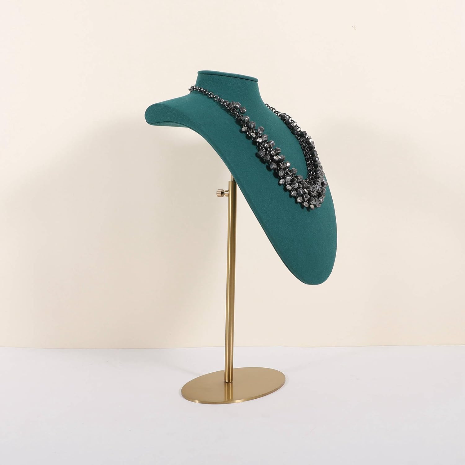 GemeShou 女性用ネックレスバストホルダー ベルベット吊り収納具 小型マネキン 金属製展示スタンド 販売用【グリーン･ラージ】