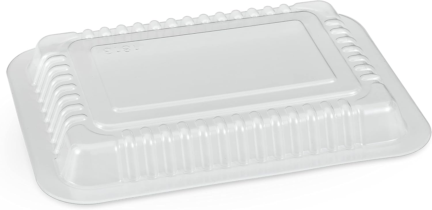 TITAN Dome Lids for 2.25 LB Oblong Aluminum Foil Take-Out Containers, 500 Count, 8.3" x 5.9" x 1" Disposable Pan Covers for Meal Prep, Catering, and Food Storage
