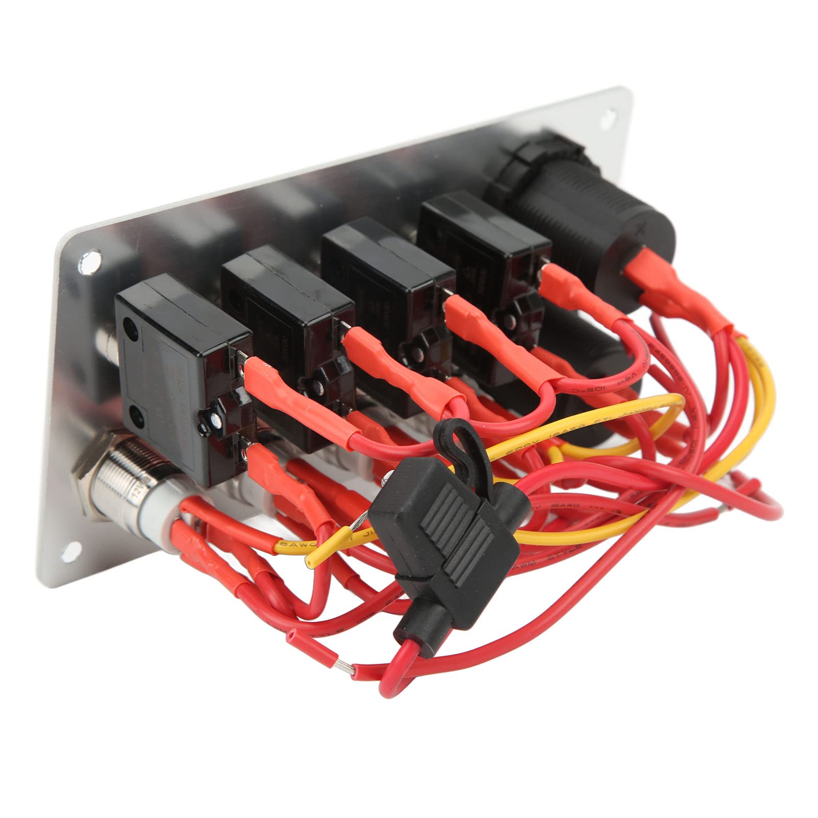 Panel przełącznika Xtevu, 4 przyciski gangów z portem ładowania USB i wyłączniki, przełącznik sterowania zasilaniem RV, panel gniazda zapalniczki papierosów