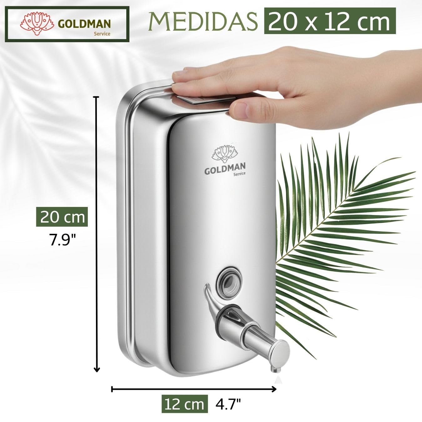 GOLDMAN SERVICE | Kit Hostelería Profesional: Grifo Pedal + Caño Alto giratorio 360º + Dispensador INOX 1000 ml