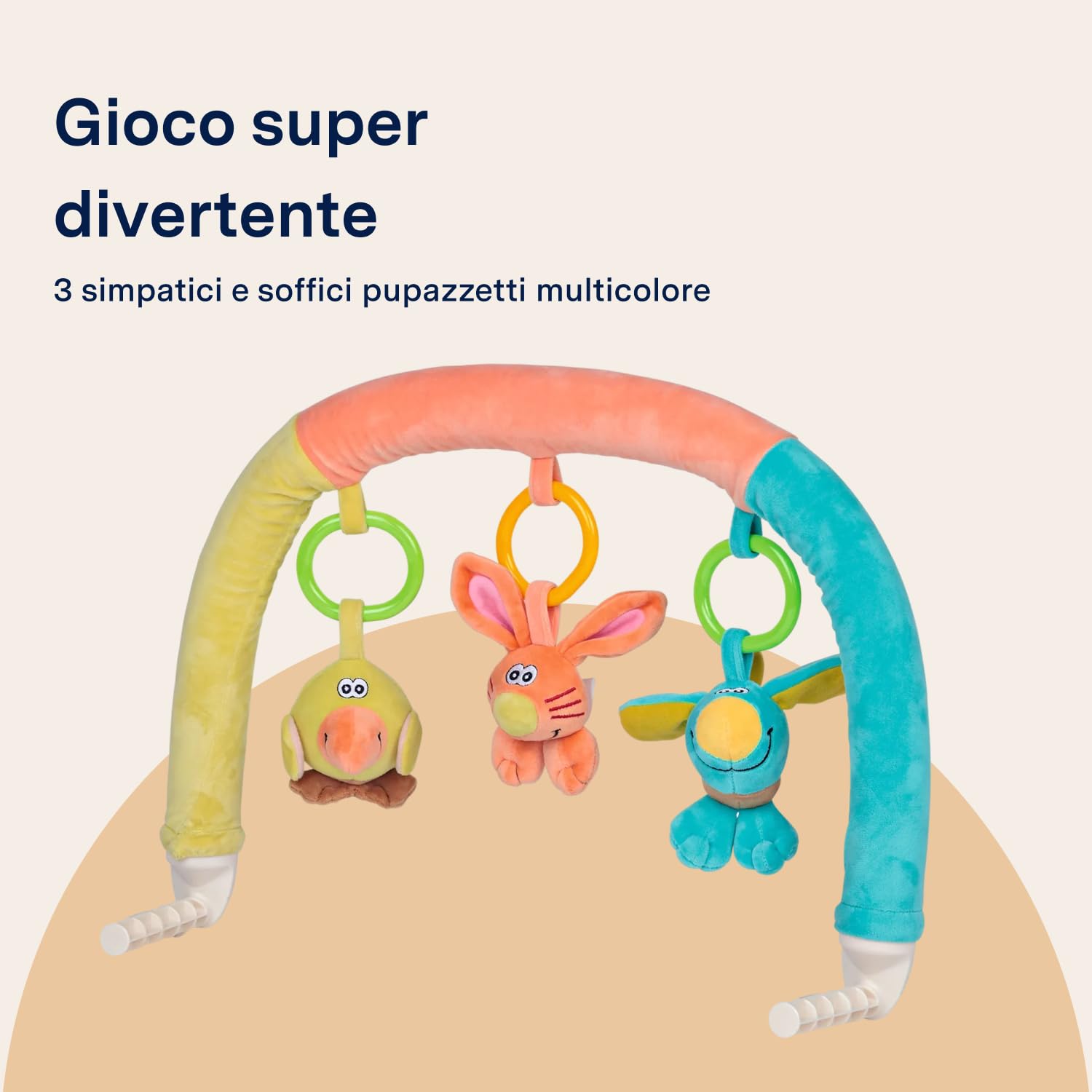 PEG Play Bar - Barra Gioco con Sonagli e Pupazzetti - Compatibile con i Seggioloni Tatamia, Siesta e Prima Pappa di Peg