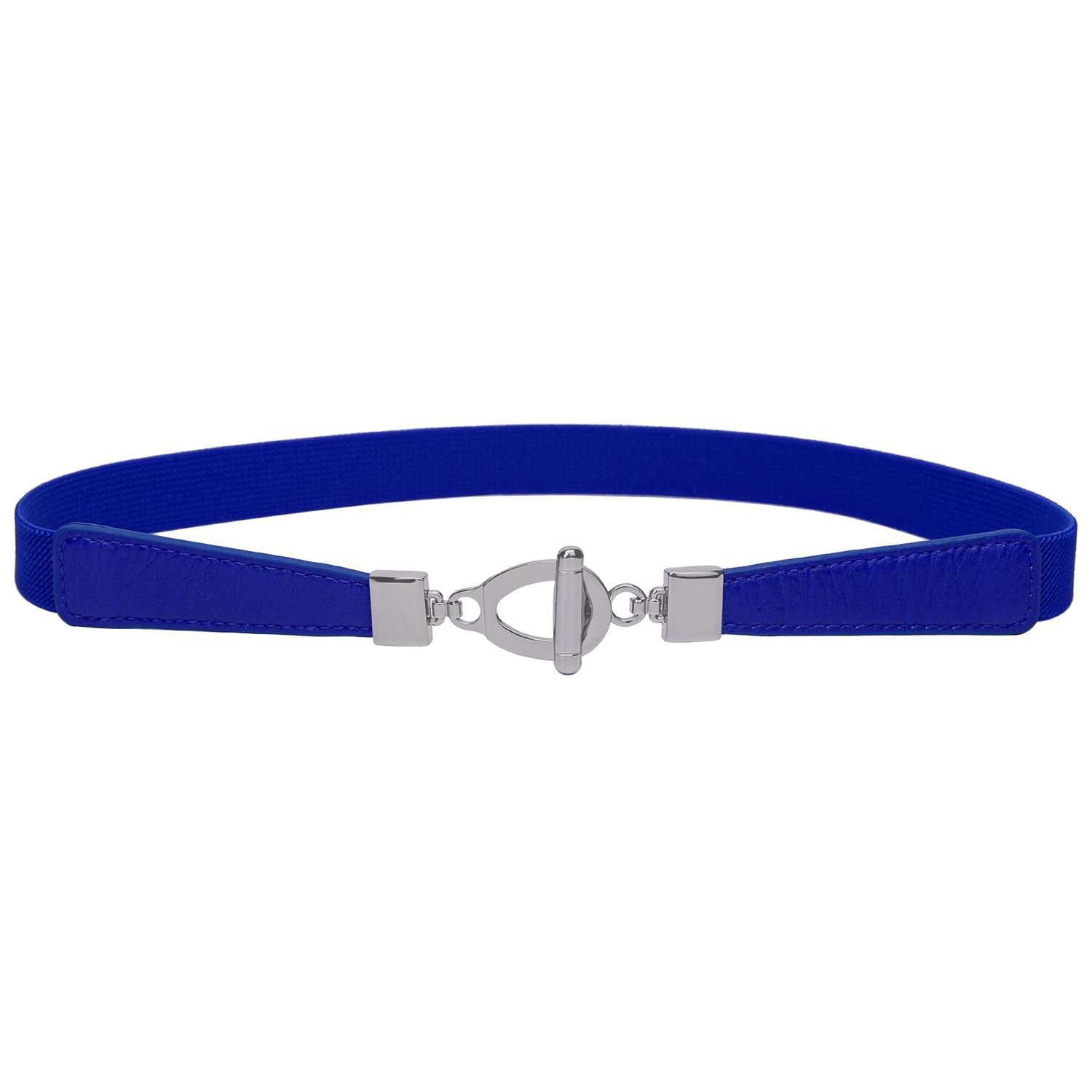 Syuer Womens 0.8" Width Skinny Elastic Waist Belt Stretch Cinch Belt Thin Belt (L-XL (31"-37"), Blue)
