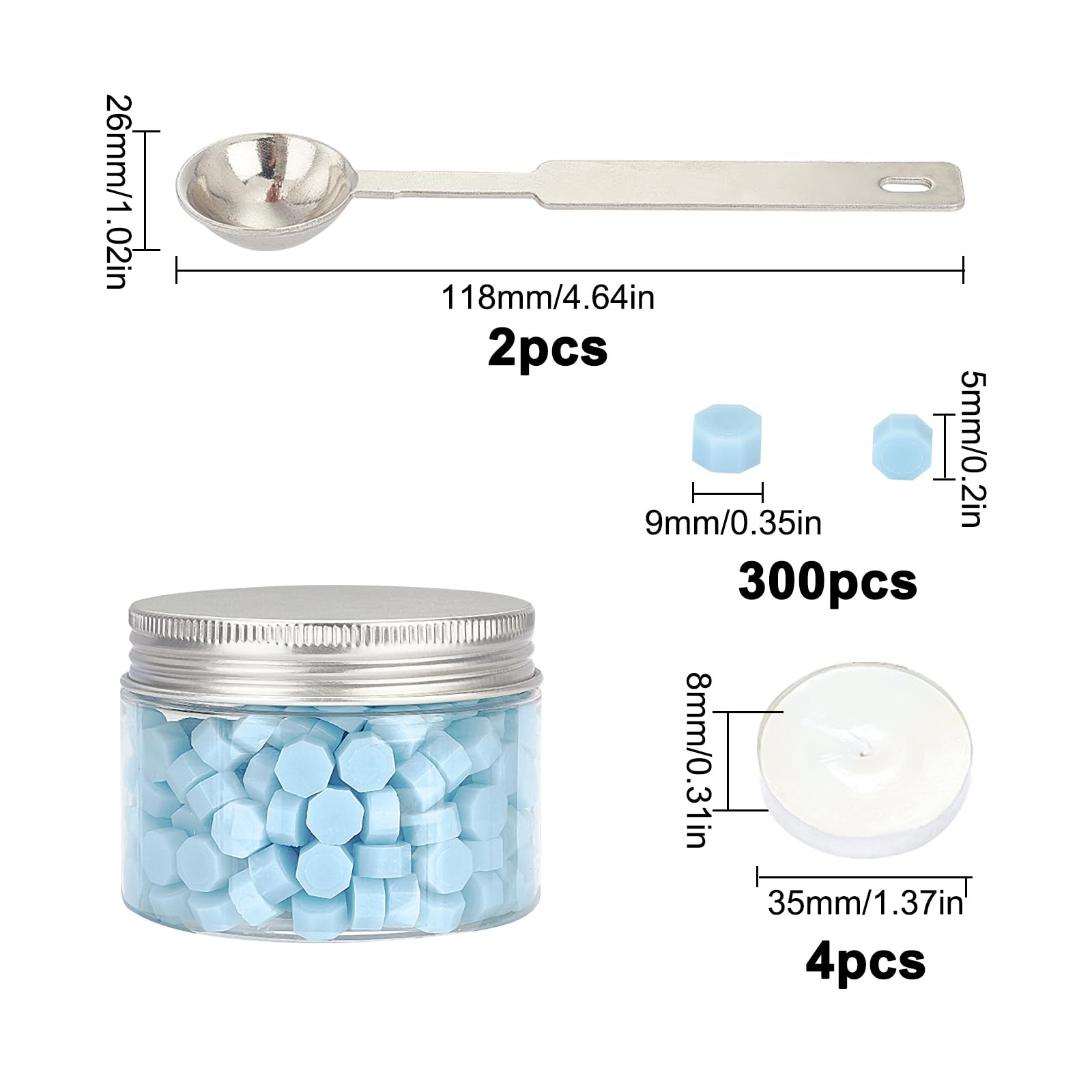 Kit Sceau à Cire 300 Perles - Or, Rouge, Bleu - Avec Chauffe-cire Et Cuillère - Pour Lettres, Mariage, Cadeaux