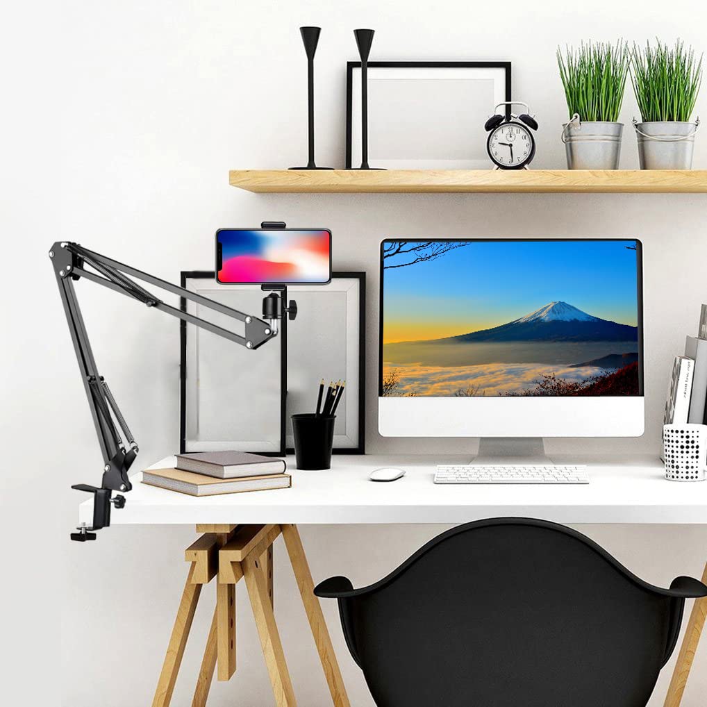 Supporto per Telefono Cellulare, Supporto Cellulare, Rotazione a 360° Supporto per Video Braccio articolato Braccio Flessibile per Supporto per riprese fotografiche Piatte Livestream -Nero