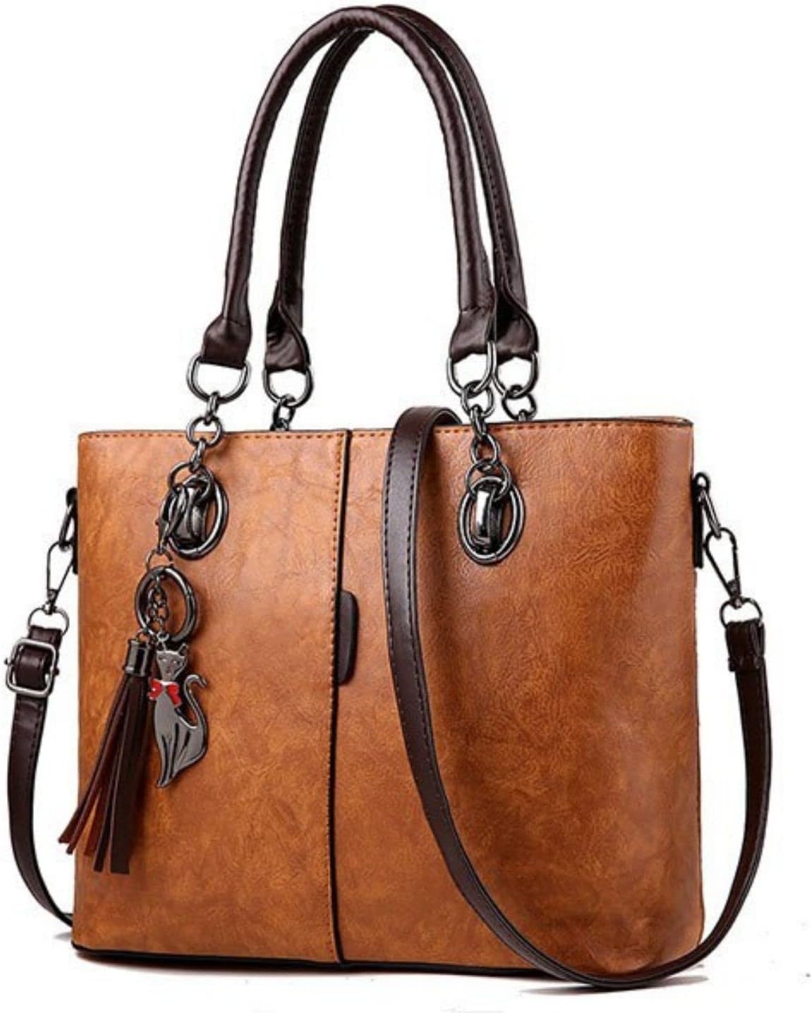 VISMIINTRENDStylish Vegan Leather Shoulder Handbag Crossbody Mini Laptop Tote Bag for Women | Tassel | Ladies Purse | Gifts for Women | Branded | Office | Work | Christmas Gift for Women