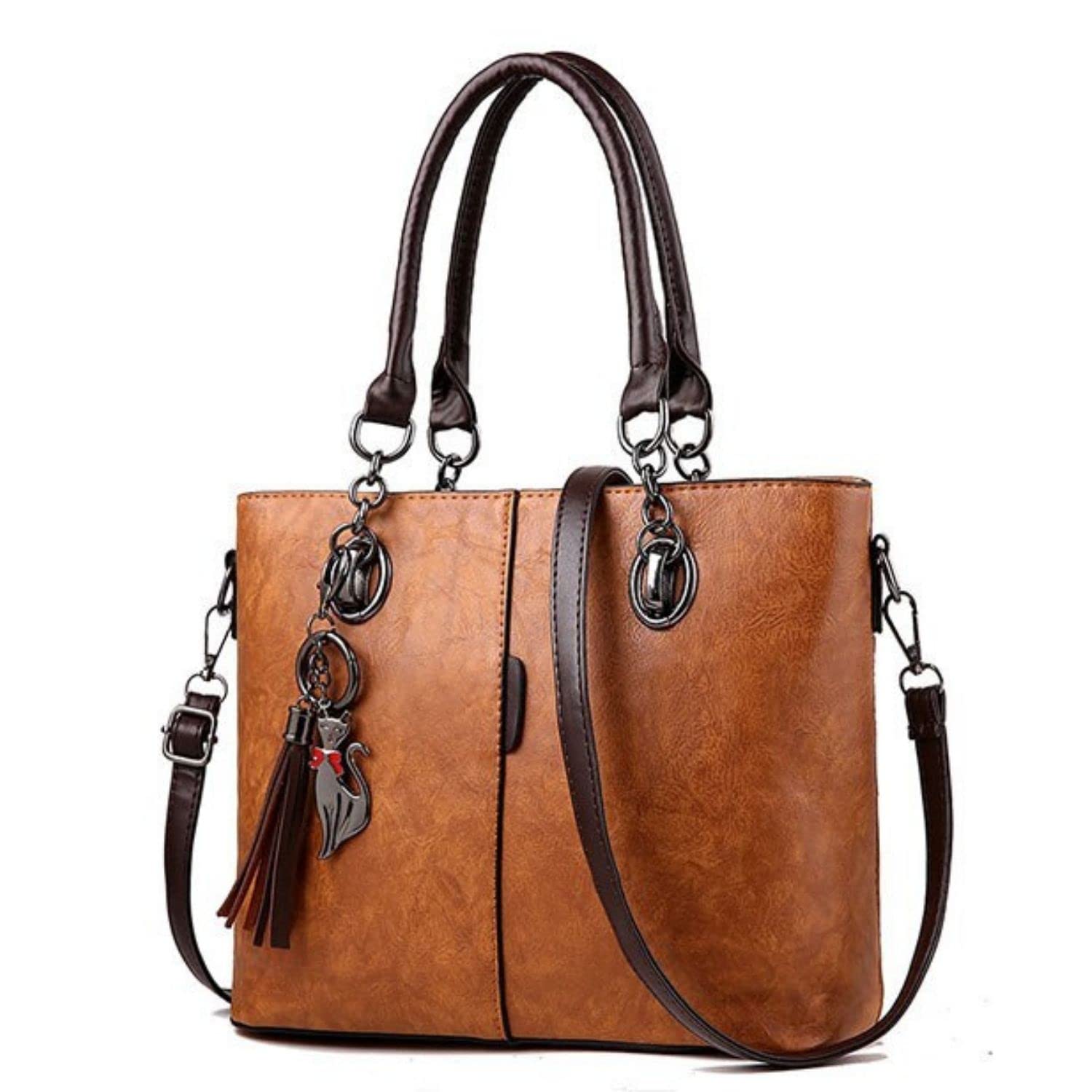 VISMIINTRENDStylish Vegan Leather Shoulder Handbag Crossbody Mini Laptop Tote Bag for Women | Tassel | Ladies Purse | Gifts for Women | Branded | Office | Work | Christmas Gift for Women