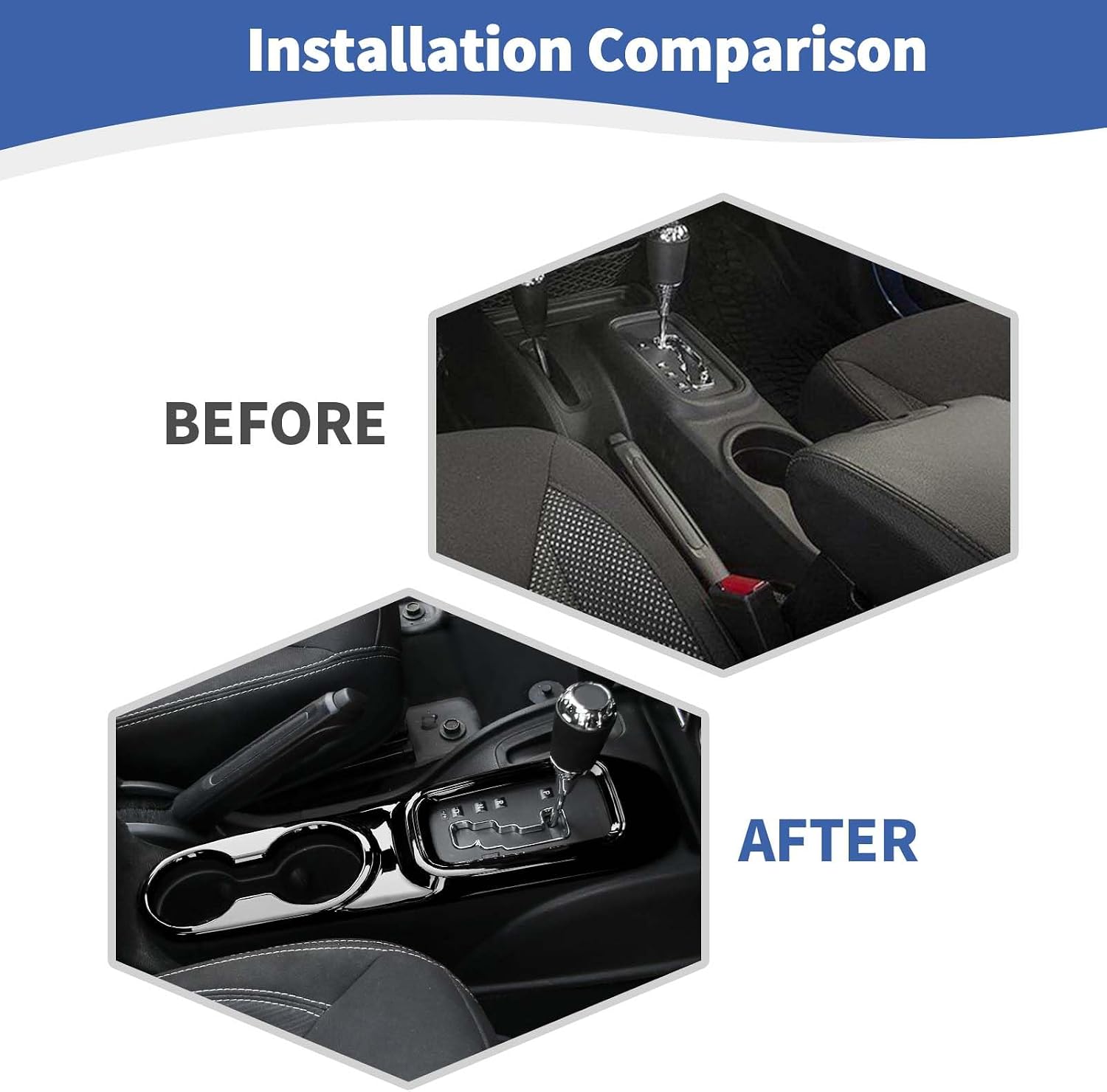 RT-TCZ for Jeep JK Center Console Gear Shift Panel Trim Cuphold Cover for Jeep Wrangler JK JKU 2011-2017 Black Interior Accessories