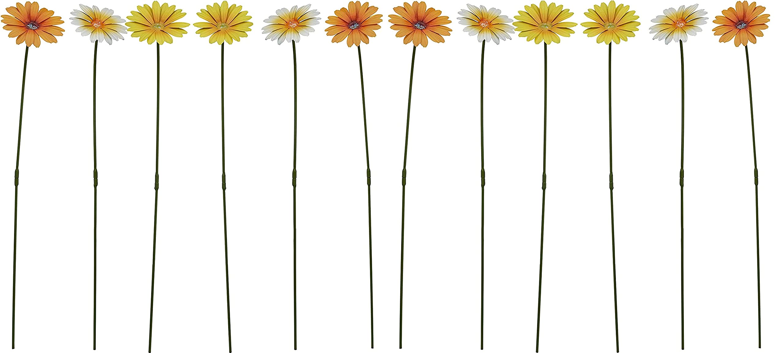 Garden Gear Metal Daisy Stakes, Decorative Multicolored Ornament, Outdoor Novelty Flowers for Pathways, Patios & Borders, Height 57cm (Yellow x2)
