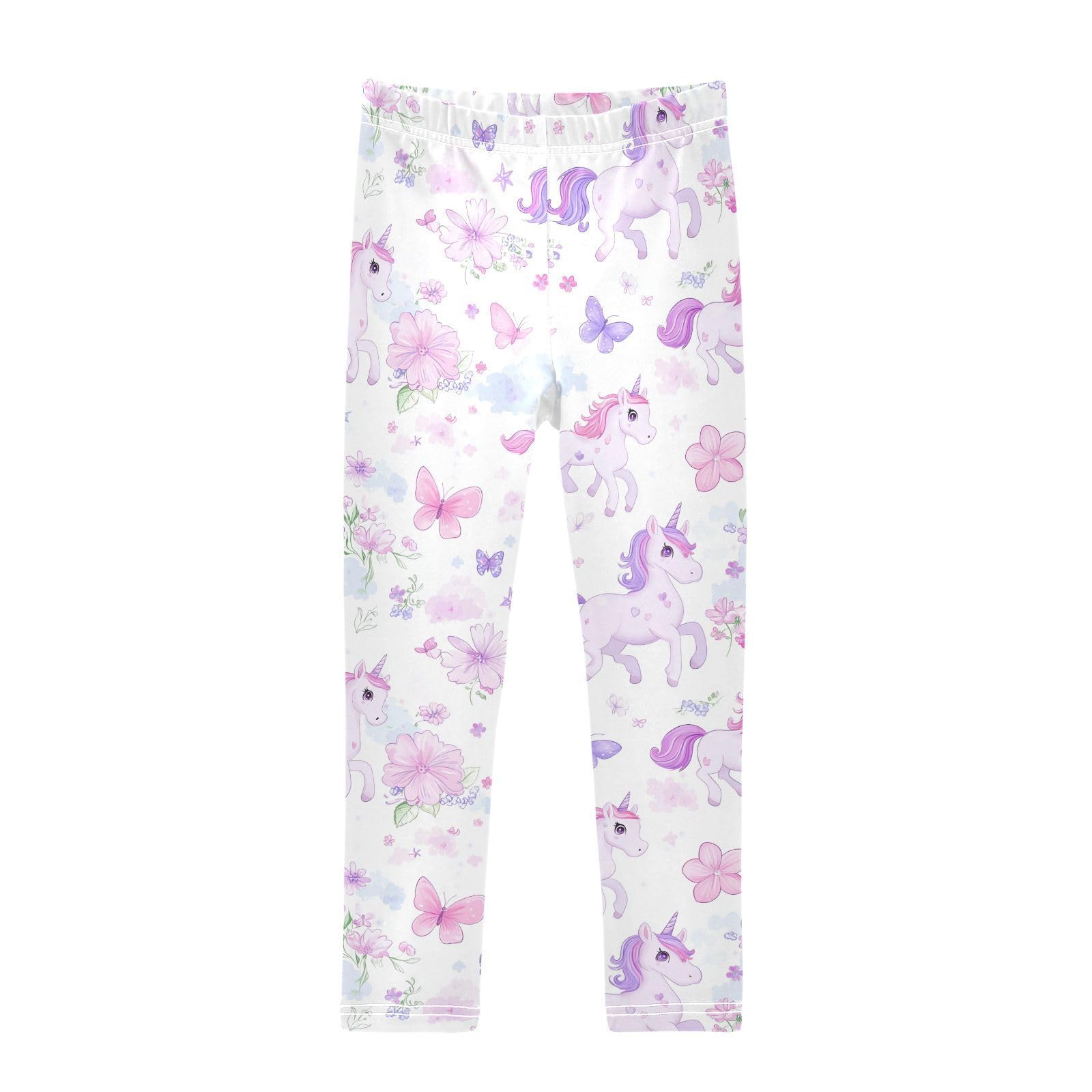 Cute Unicorns Girls' Leggings Toddler Doodles Flowers Kids Yoga Pants Dance Active Tights 4T Multi