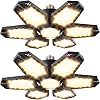 2 Pack LED 120W Warm Light Ceiling Fixtures - Basement Light, 3000K Deformable Garage & Shop LED Light Bulb for Workshop, Warehouse, Barn