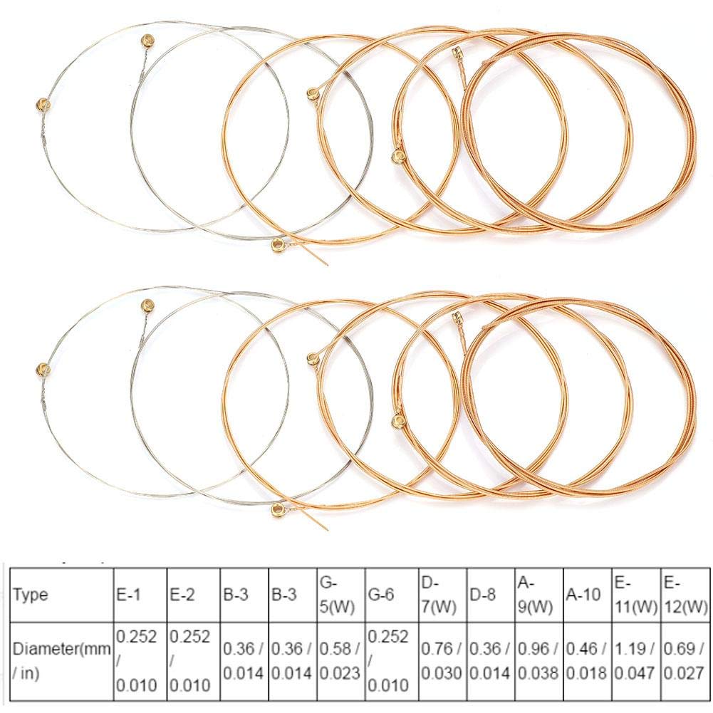 Corde de guitare, 12 pièces de rechange de cordes de guitare pour guitare folk acoustique