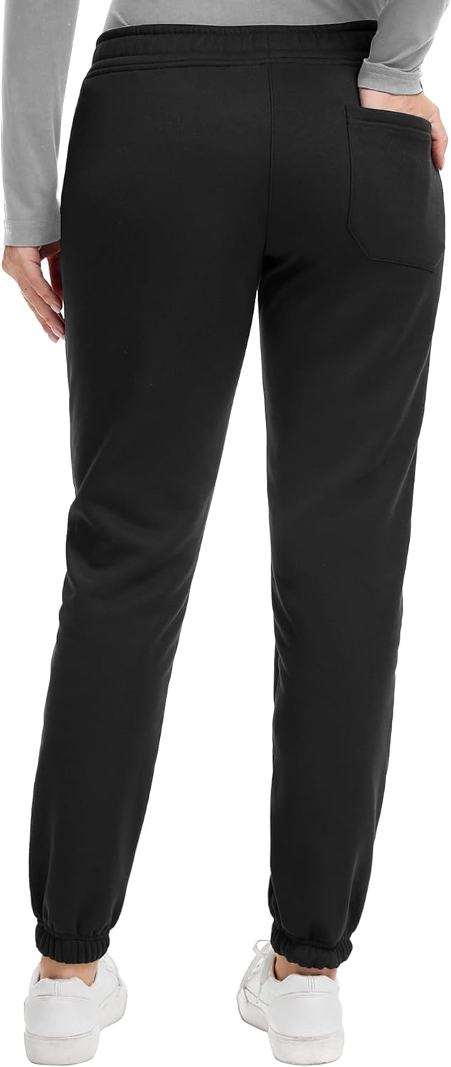 Kitmaz Women's Fleece Lined Joggers - Thermal Winter Scrub Pants, Mid-Rise Stretch Slim Fit with 3 Pockets - Image 2