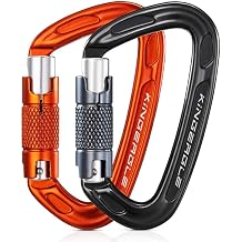 KINGEAGLE 2PCS Climbing Carabiner, Upgrade Locking Carabiner, KINGEAGLE UIAA Certified25KN with Auto Locking, Rustproof&Snag Free, Perfect Use for Climbing, Rescue, Aerial Yoga Outdoor Use