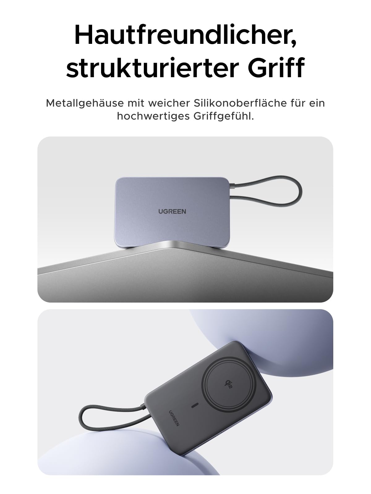 UGREEN MagFlow Air Ultra Slim Powerbank Magsafe 10000mAh Qi2 15W, (Grau) | PD30W, Qi2 Zertifiziert, Hochwertige ATL-Zellen, für iPhone 17-12, Integriertes Kabel, für Reisen und den Weg zur Arbeit