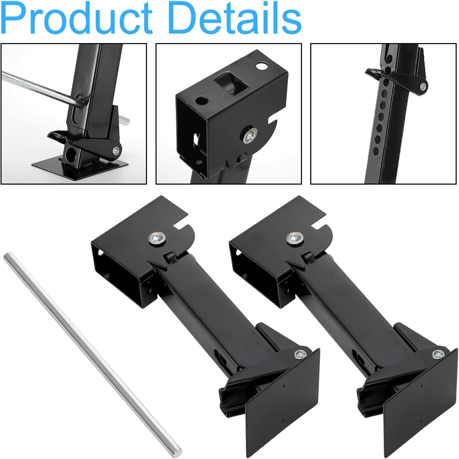 Yesland 2 Pack Trailer Stabilizer Jacks, Telescoping RV Camper Accessories with Adjustment Jack Rod Handle for Travel 450kg(1000 Lbs) Capacity Each, 11.4"-18"