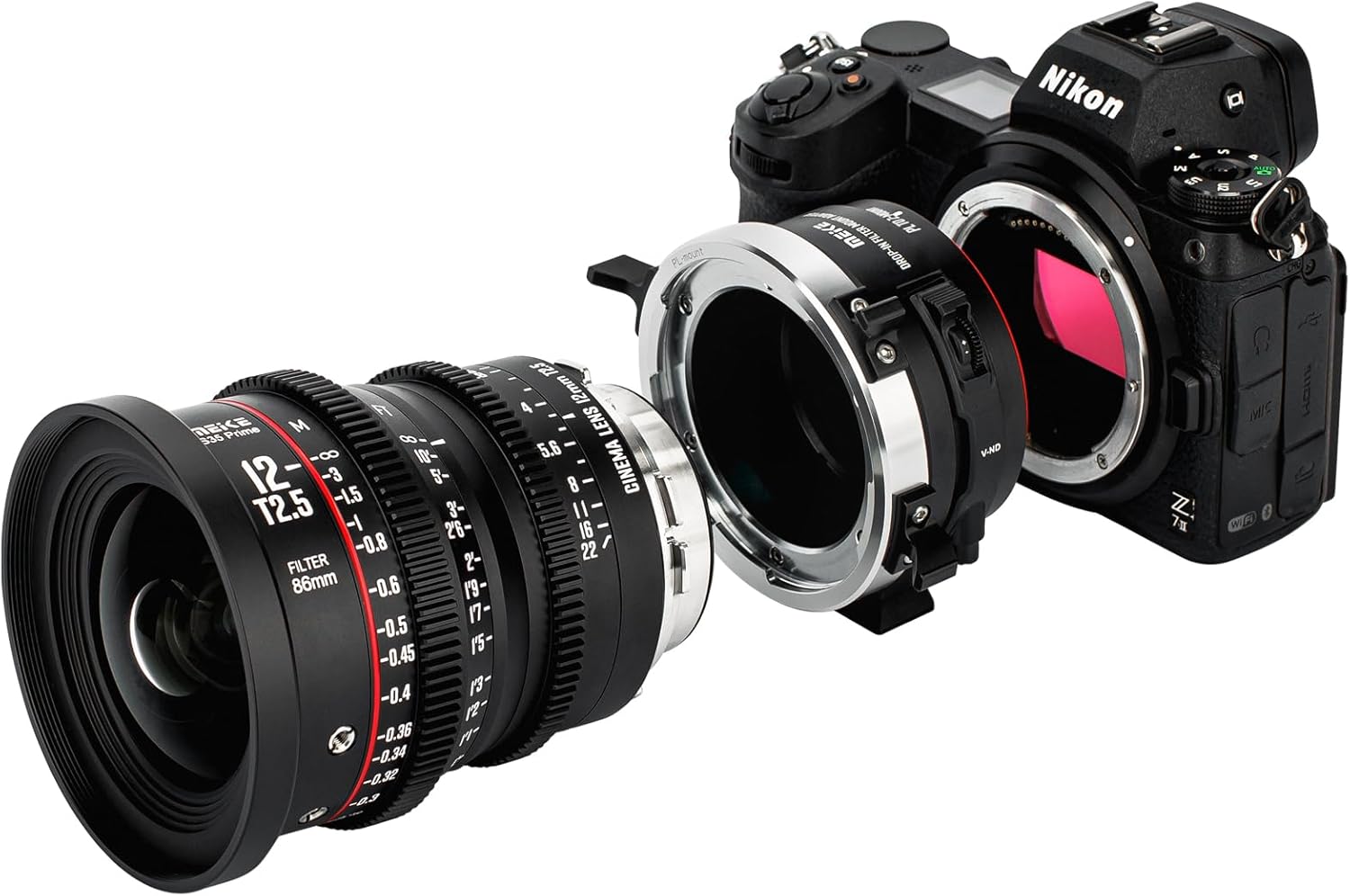 Meike PLTZ-C VND Manual Focus Lens Adapter with Drop-in Variable ND and Clear UV Filters Converter for ARRI PL Series Cine Lenses to for Z Mirrorless Cameras ZR Z5 Z6 Z7 Z30 Z50 Zfc