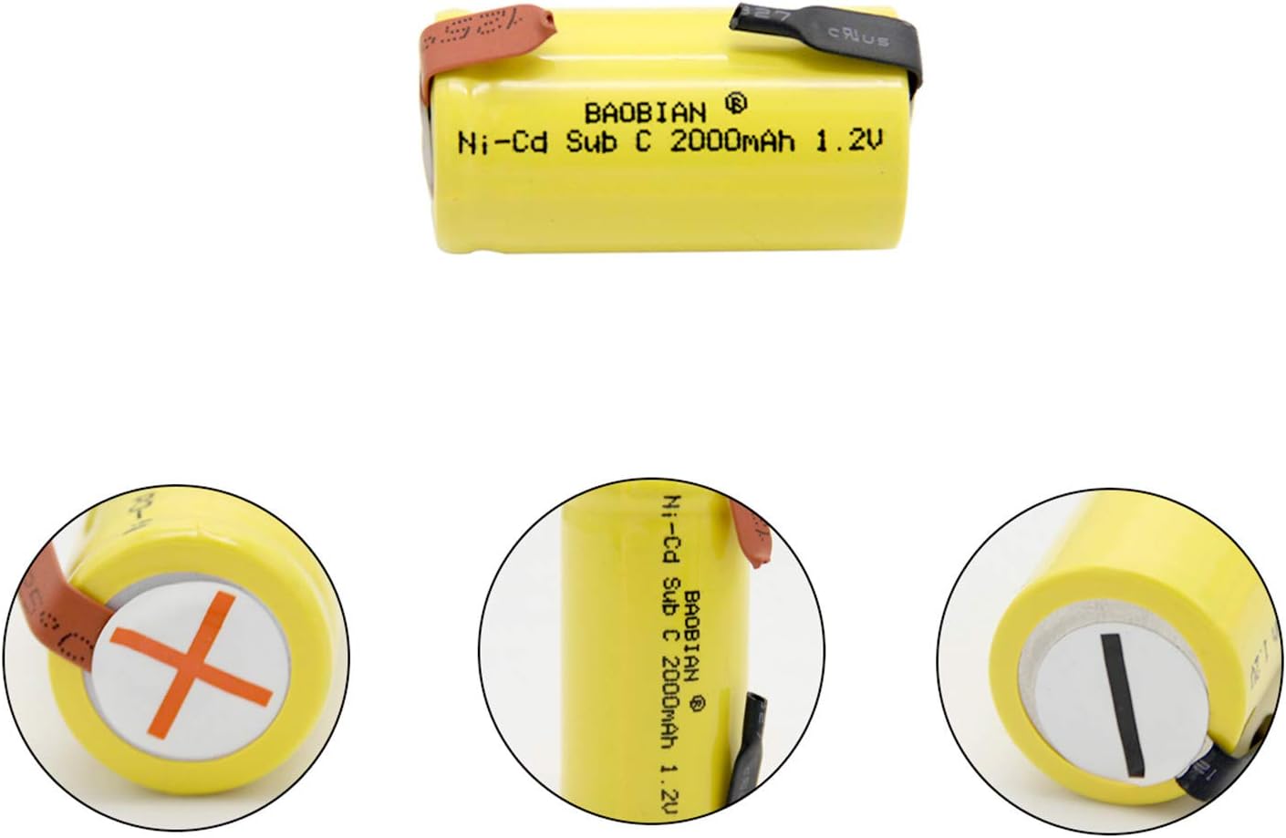 🛒 Crazy Deals BAOBIAN 15 Pcs SubC Sub C 2000mAh 1.2V Ni-CD Rechargeable Battery Cell with Tabs for Power Tools Solder Tabs