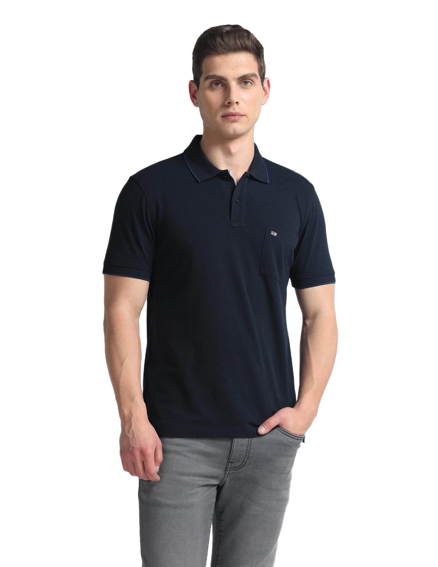 arrow Men's Solid Regular Fit Polo Shirt-picture-17
