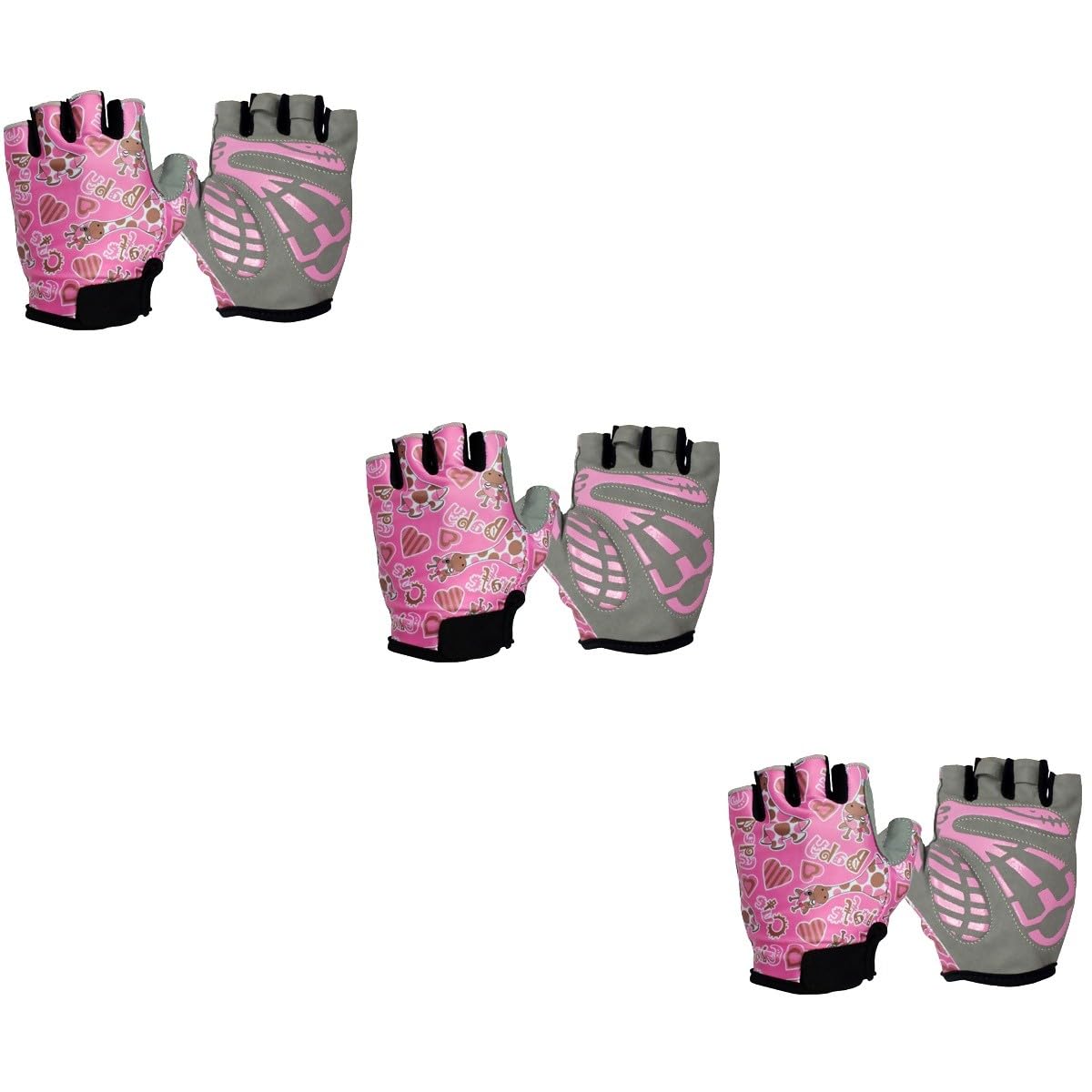 GALPADA 3pares Guantes De Ciclismo para Niño Niña Guantes Antideslizantes De Dedo para Deportes Al Aire Ajustables Color Rosa Talla