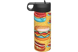 Cute Ast 201 Hamburger Insulated Water Bottle with Straw