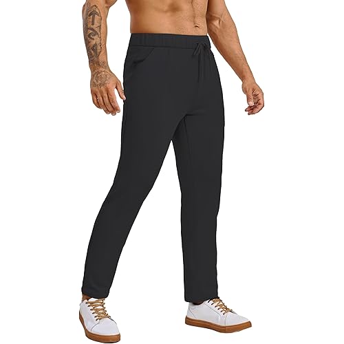 Fleece Lined Sweatpants 27 Inch Inseam Atheltic Joggers Workout Pants for Short Men with Zip Pocket