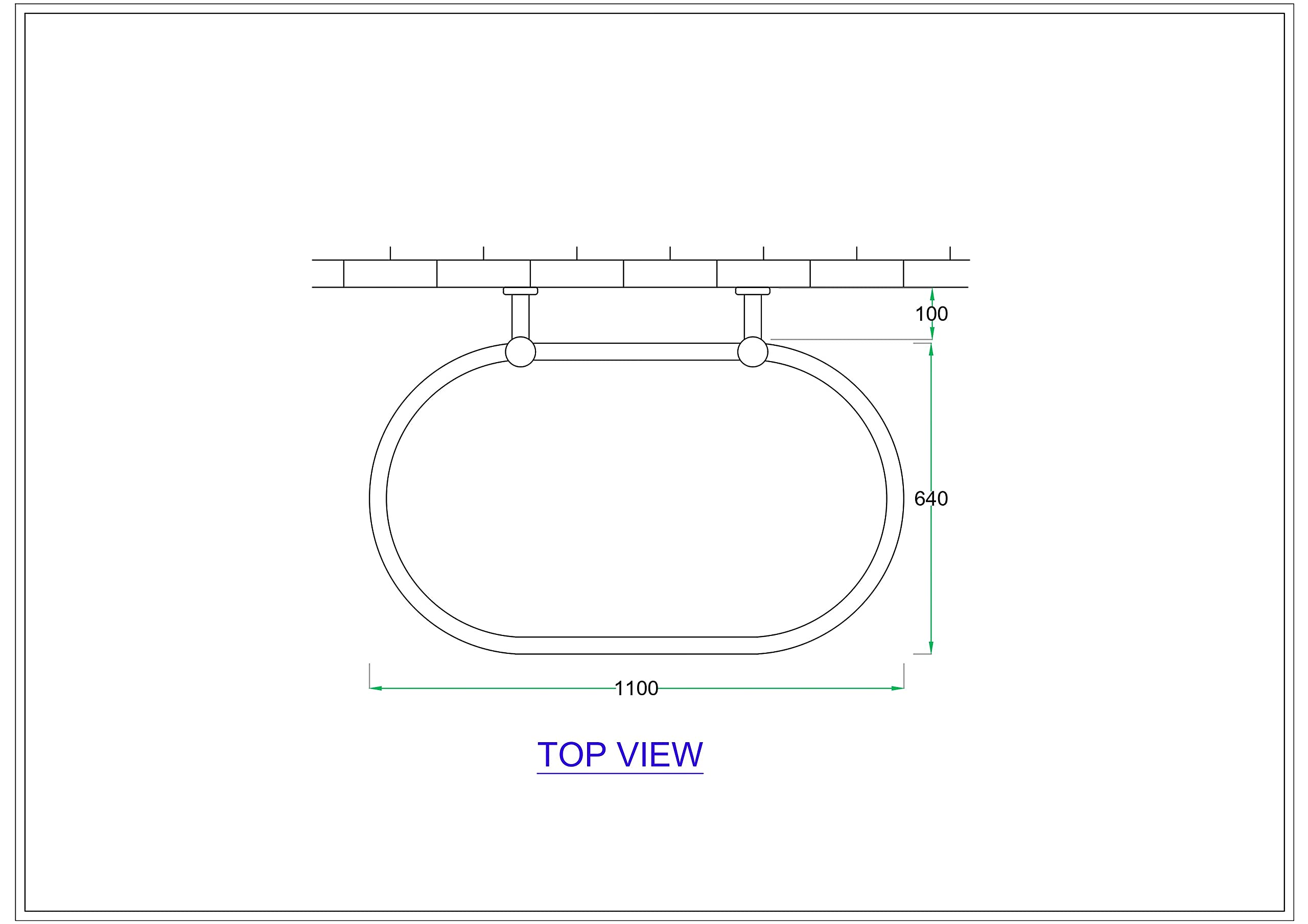 Luxury Oval Shower Curtain Rod ( Free Curtain Rings) Wall Mounted for