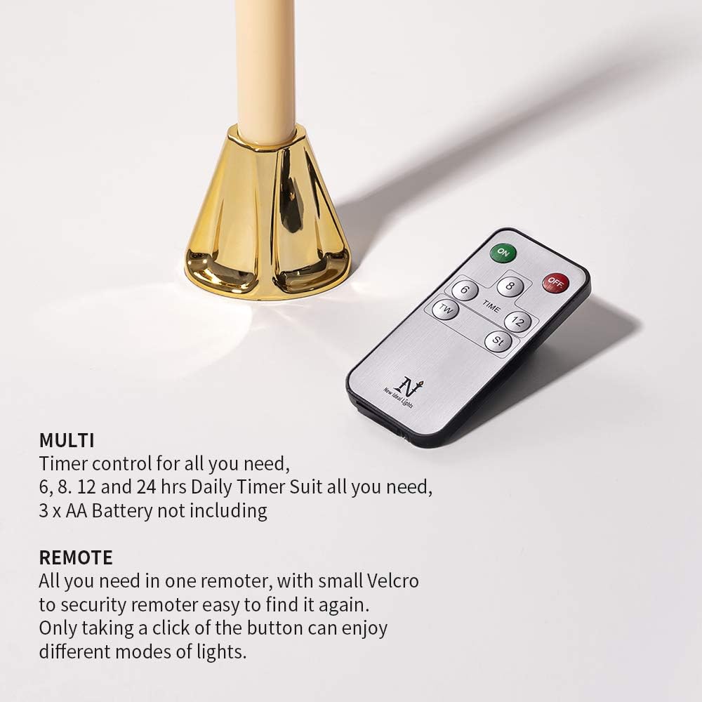 Battery Operated LED Window Candles with Simulation Flame, Super Bright Bulb, IR Multi Function, 10.6 Inches Tall (Pack of 4, Brass) : Tools & Home Improvement