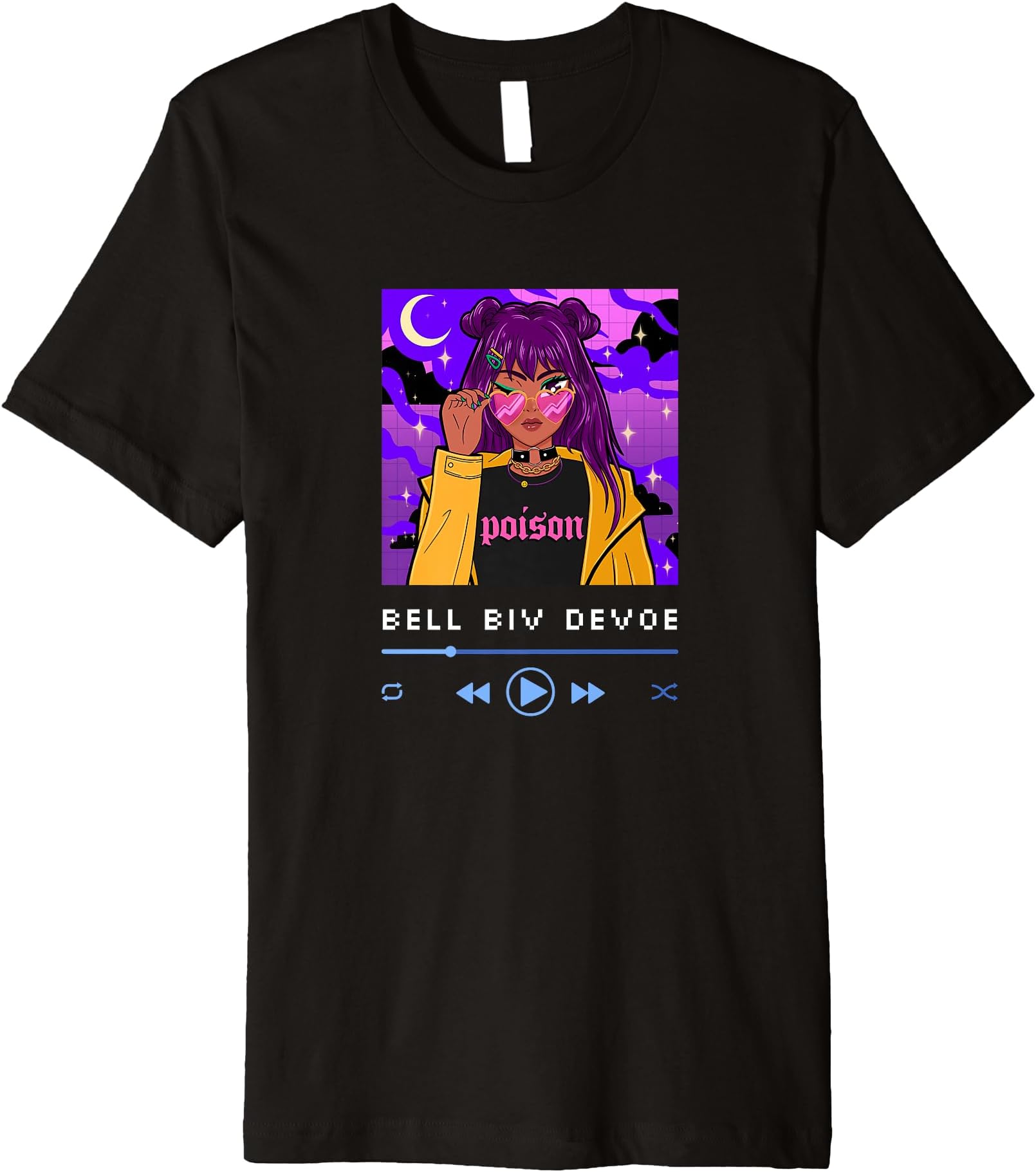 90s Rnb Afro Brown Black Girl Anime Manga Pink Hair Music Premium T-Shirt